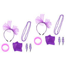 2Pièces Accessoires Violets 80S Filet Bandeau Soirée