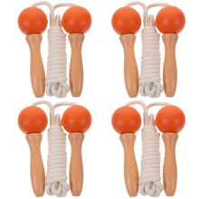 4Stk Orange Kinder Springseil Baumwollseil Holzgriff Fitnessgerät