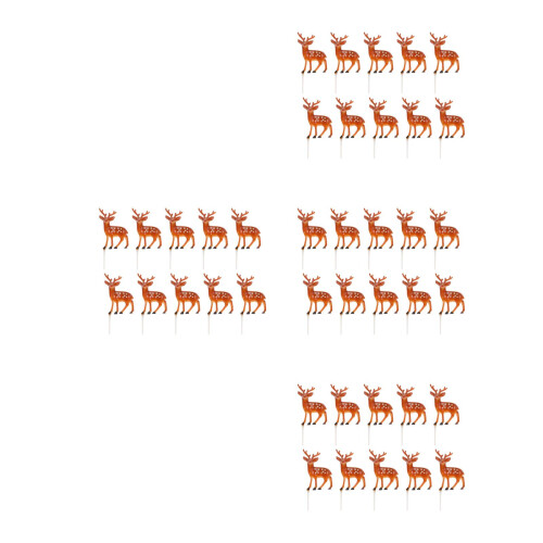 40Pcs Reusable Brown Plastic Christmas Cake Picks Cupcake Decorations