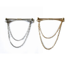 4Stk Herren Kragensteg Mit Kette, Rostfrei, Gold- Silberfarbig