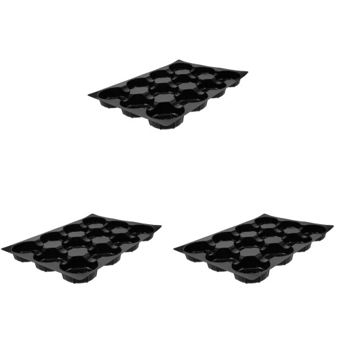 3Pcs Supermarket Black Plastic Fruit Display Holder with Compartments