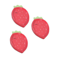 3Pcs Red Ceramic Strawberry Jewelry Tray Dessert Snack Fruit Plates