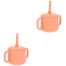 2St Silicone Babbeker Met Handvatten Watermeloen Rood Peuters