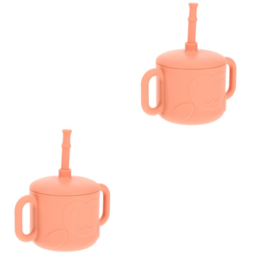 2St Silicone Babbeker Met Handvatten Watermeloen Rood Peuters