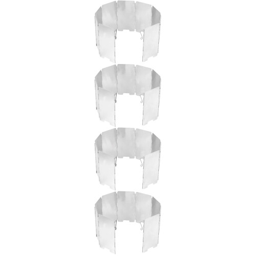 4Sets Tragbarer Camping Herd Windschutz Winddichte Alulegierung Silber