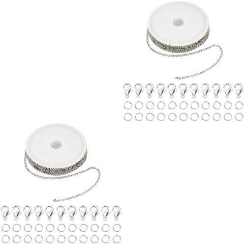 2Sets DIY Schmuckketten Eisen Mit Hummerverschluss in Silber