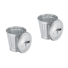 2Stk Mini Desktop Abfallbehälter Silber Metalleimer Für