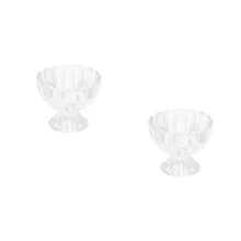 2Pièces Bols Lotus Verre Transparent Coupes Dessert Café Restaurant
