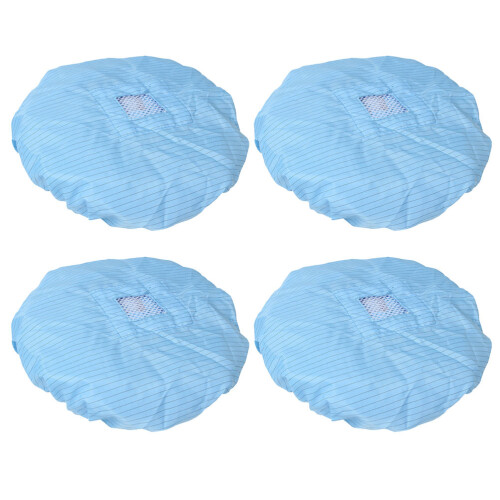 4Pcs Breathable Anti-Static Working Hat Blue Lightweight Durable Cap