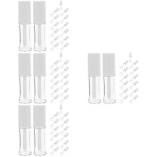 60Pcs Portable White Petg Lip Balm Tubes Empty with Leakproof Caps