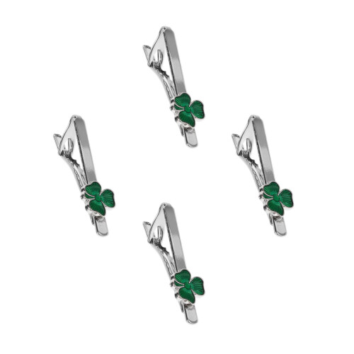 4Pièces Clip Cravate Décor Métal Trèfle Chance Accessoires