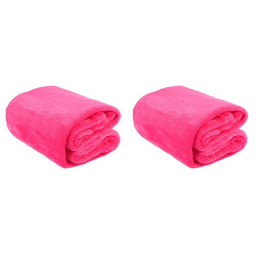 2Pcs Durable Flannel Pet Blanket Rosy Color Soft Warm Bedding