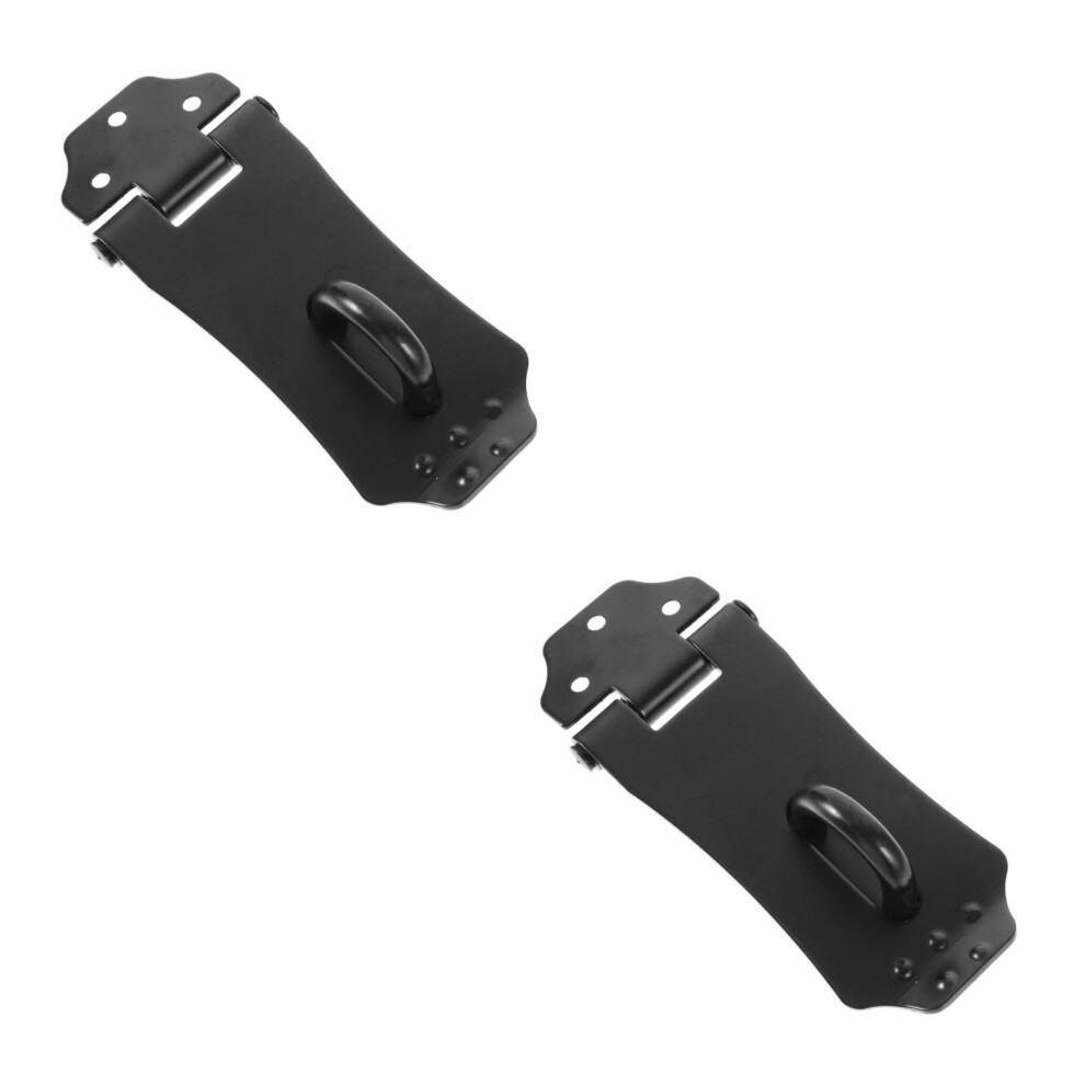 2Pcs Stainless Steel Black Padlock Hasp With Screws For Door Security 3703116077139