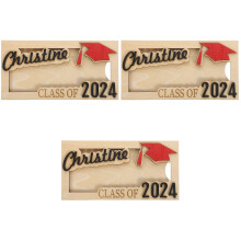 3Pcs Durable Wood Graduation Money Wallet Multi Color Cash Container