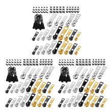 3Sets Alloy Zipper Repair Kit with Pulls Stops for Jackets Bags Shoes