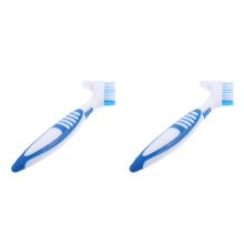 2Pcs White Plastic Turtle Shell Cleaning Brush Double-Headed Design