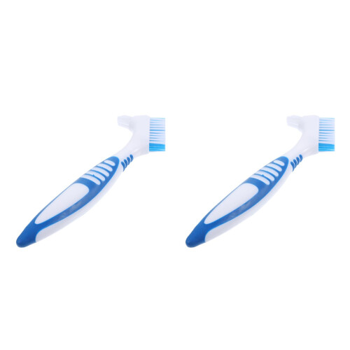 2Pcs White Plastic Turtle Shell Cleaning Brush Double-Headed Design
