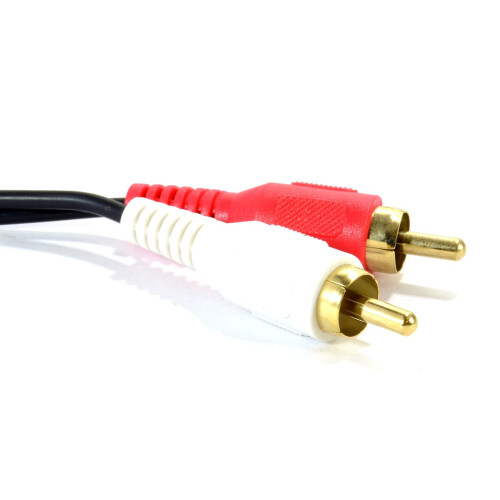 kenable Right Angle 3.5mm Stereo Jack to 2 RCA Phono Plugs Cable Gold 1m 1