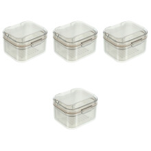 4Pcs Lightweight Denture Storage Case Braces Holder Black Plastic