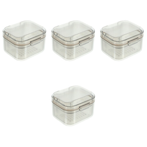4Pcs Lightweight Denture Storage Case Braces Holder Black Plastic