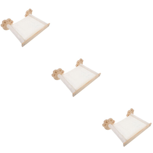 3Pcs Wall Mounted Cat Hammock Bed Durable Wood Soft Fabric Assorted