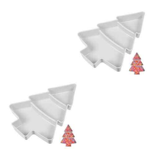 2Pcs Christmas Tree Shaped Grey Fruit and Nut Serving Tray