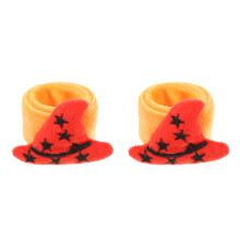 2Pièces Bracelets Slap Halloween Orange Confortables Motif Sorcière