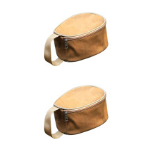 2Pcs Khaki Camping Bowl Pouch Canvas Cutlery Bag for Outdoor Use