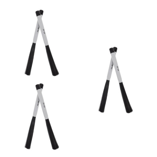 3Paires Balais Nylon ABS Accessoires Percussion Professionnels