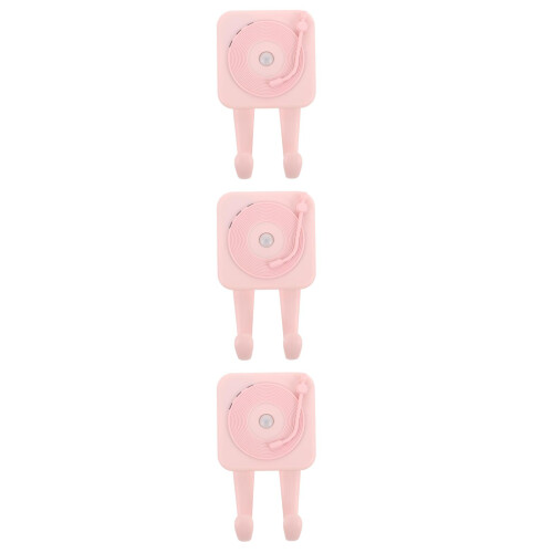 3Pcs Pink Wall Key Hooks ABS Smart Reminder Home Utility Alert