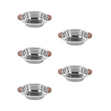 5Pcs Multi-Use Stainless Steel Serving Bowl with Wooden Handles
