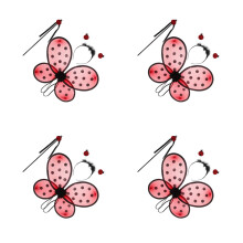 4Sets Kids Ladybug Wings and Headband Fairy Costume Accessories in Red