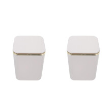 2Pcs White Plastic Desktop Trash Can for Home and Office