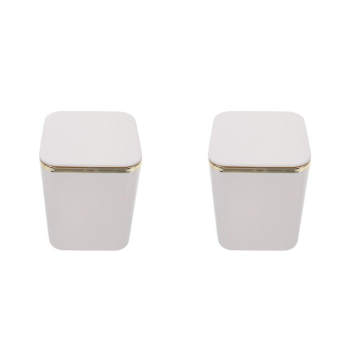 2Pcs White Plastic Desktop Trash Can for Home and Office