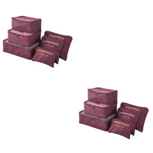 12Pcs Waterproof Travel Luggage Organizer Bags Dark Red Nylon Cubes