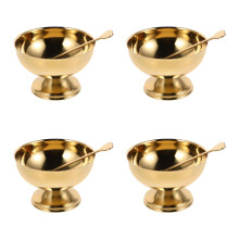 4Pcs Small Golden Stainless Steel Ice Cream and Salad Serving Bowls
