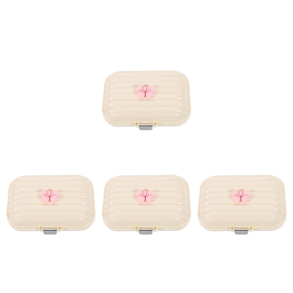 Vaguelly Beige 4Pcs Durable Pp Portable Medicine Organizer Case Multi-Purpose