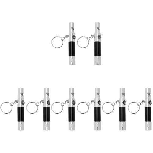 8Pcs Black Survival Whistles with Compass LED Flashlight for Hiking 1