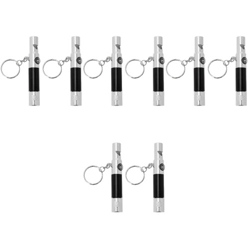 8Pcs Black Survival Whistles with Compass LED Flashlight for Hiking 2
