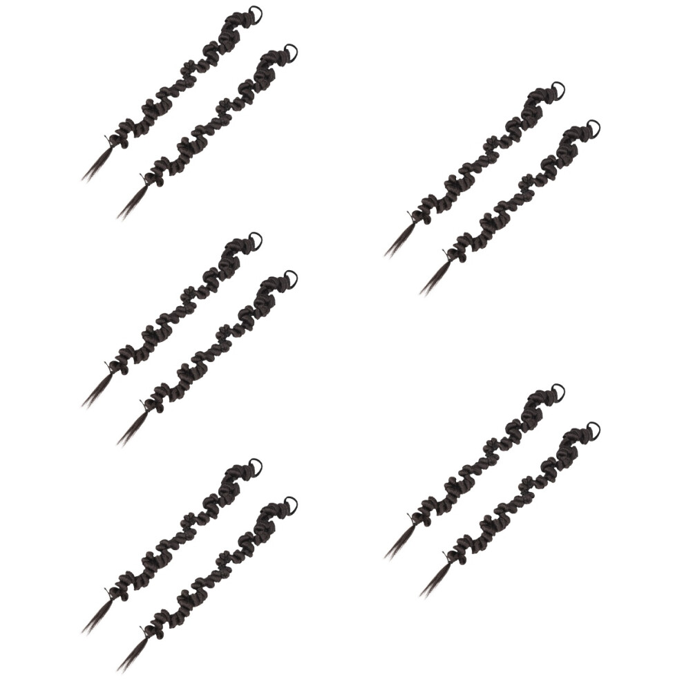 Villcase Unisex Black 10Pcs Synthetic Braided Hair Extensions Wrap Around Ponytail