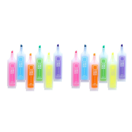 12Pcs Assorted Color Candy Highlighter Pens Easy Writing School Use