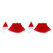 2Sets Comfortable Red Pet Cape Hat Set for Dog Cat Xmas Cosplay