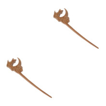 2Pcs Women Wooden Hair Sticks Moon Hairpin Light Brown for Long Hair