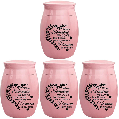 4Pcs Pet and Human Ashes Urns Pink Decorative Mini Keepsake for Home