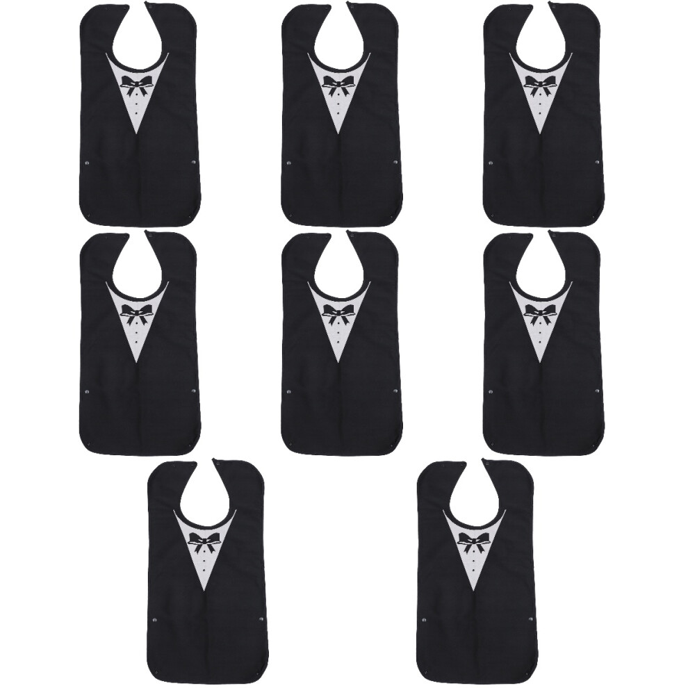 Villcase Black 8Pcs Adult Polyester Bib -2 Waterproof Saliva Pocket For Elderly