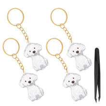 4Pcs Refillable Pet Hair Storage Keychain Transparent ABS Dog Memorial