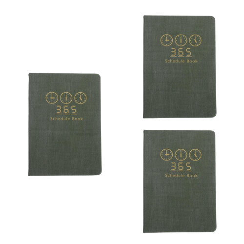 3Pièces Cahiers Planner Vert PU , Agenda Mensuel