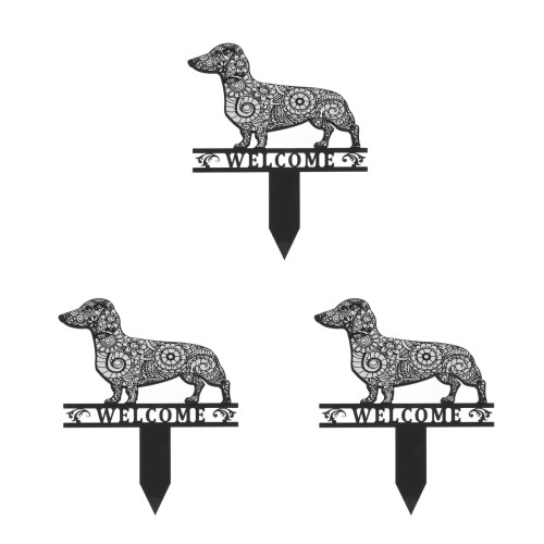 3Pièces Statuettes Noir Pour Pelouse Extérieur