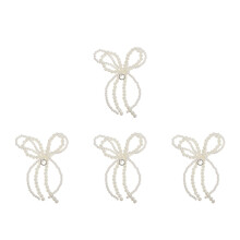 4Pcs White Pearl Bow Keychain Charms 3D Bowknot Bag Phone Accessories