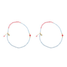 2Pcs Multilayer Crystal Beaded Bracelet with Butterfly Charm for Women